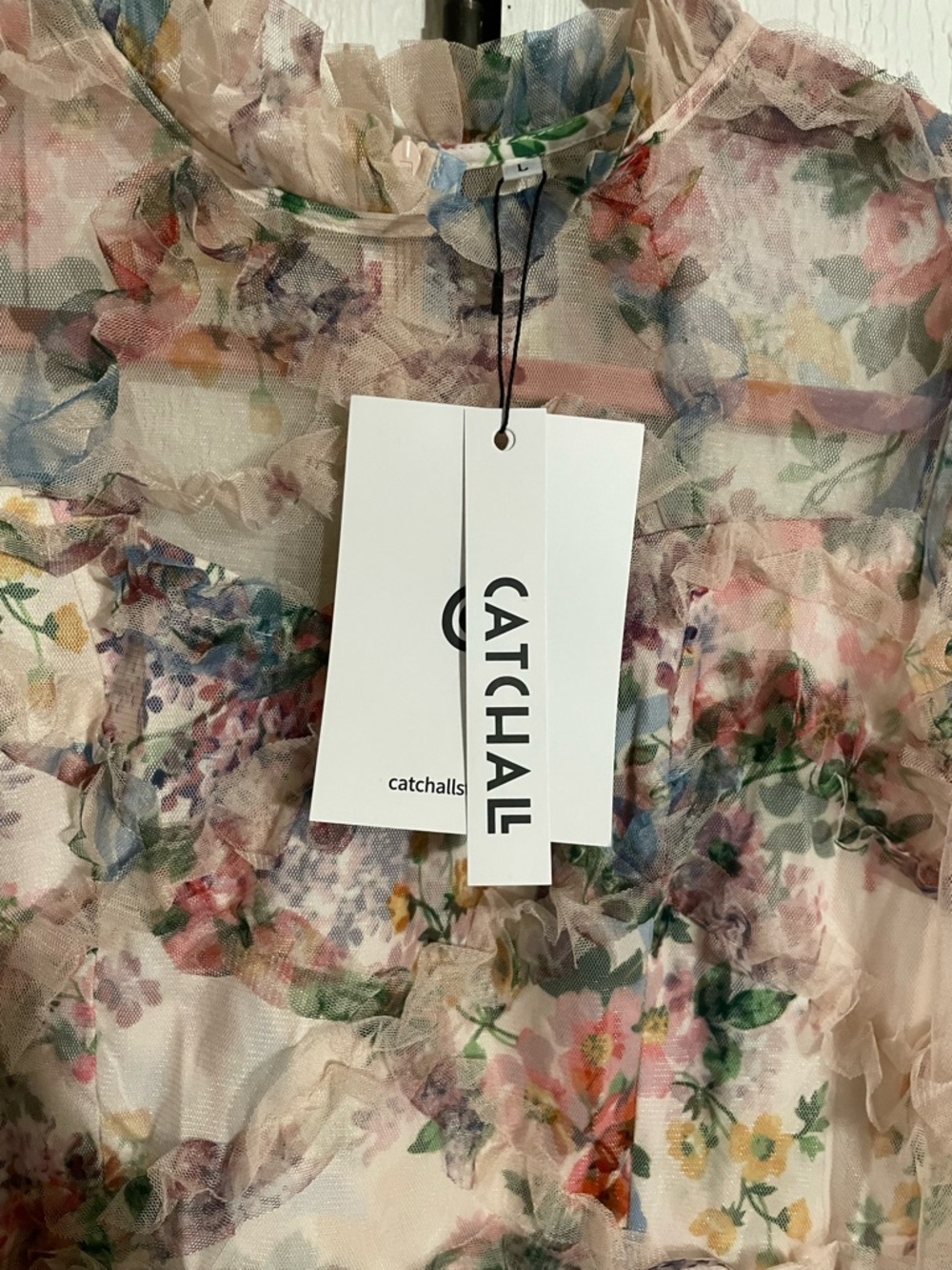 Floral Tiered Ruffle Maxi Dress - Cream Pink Floral - Picture 3 of 4